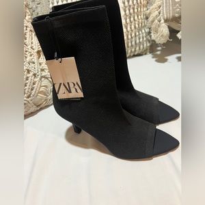 NWT Zara Peep Toe Sock Bootie